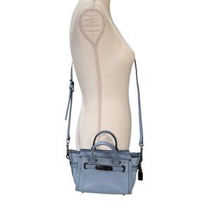 Coach NWOT Swagger Top Handle Crossbody Pebbled Leather Cloud Blue